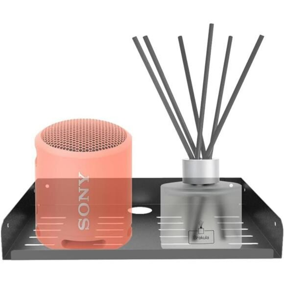 Set of 2 Metal Wall Mounted Floating Shelves 12 x 8 Inch Storage Display Rack - Picture 5 of 6